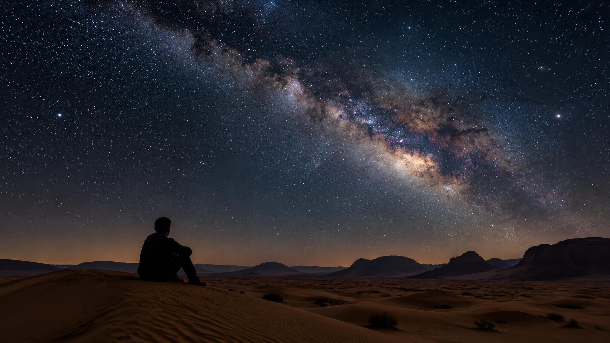milky way over desert